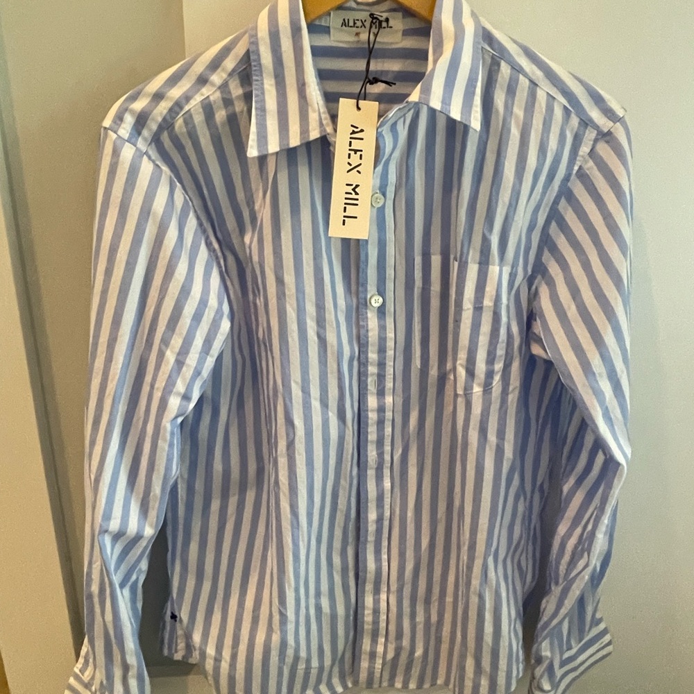 Never Worn - Alex Mill Blue Striped Men's Shirt
